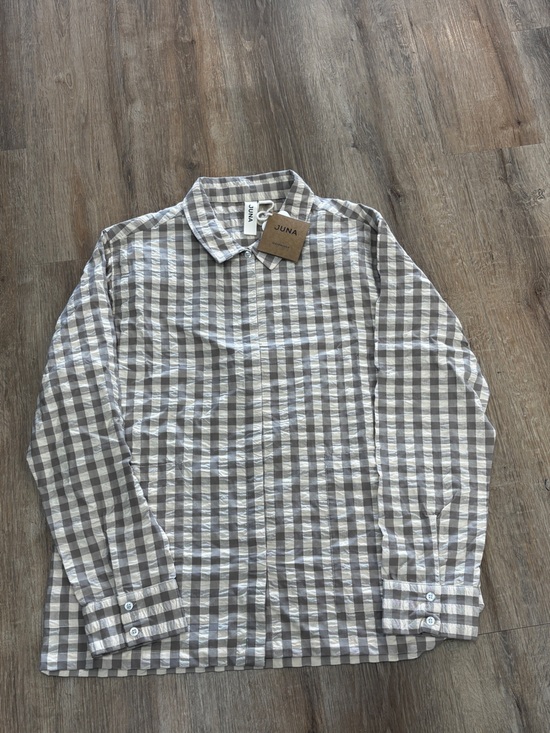 Juna Other - Women's Gray & White Gingham Pajama Top